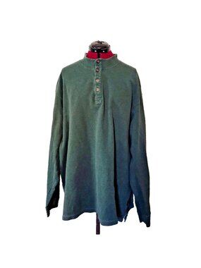 Duluth Trading Co Henley Shirt 2XL Men Green Longtail T Cotton Side Split Work